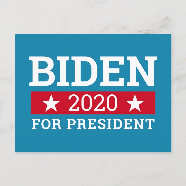 Joe Biden 2020 for President - Teal Blue Red Stars Postcard (Front)