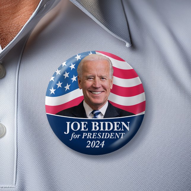 Joe Biden 2024 for President Photo 2 Inch Round Button (Classic Joe Biden Campaign Button - 2024)