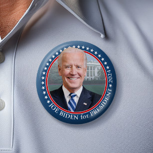 Joe Biden 2024 for President Photo White House 3 Inch Round Button