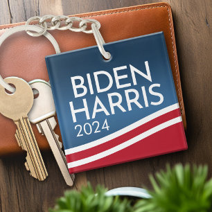 Joe Biden 2024 - Modern Wave Design Button Keychain