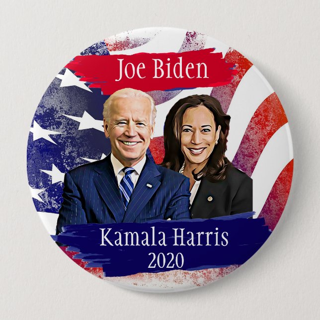 Joe Biden and Kamala Harris 2020 US Election 4 Inch Round Button (Front)