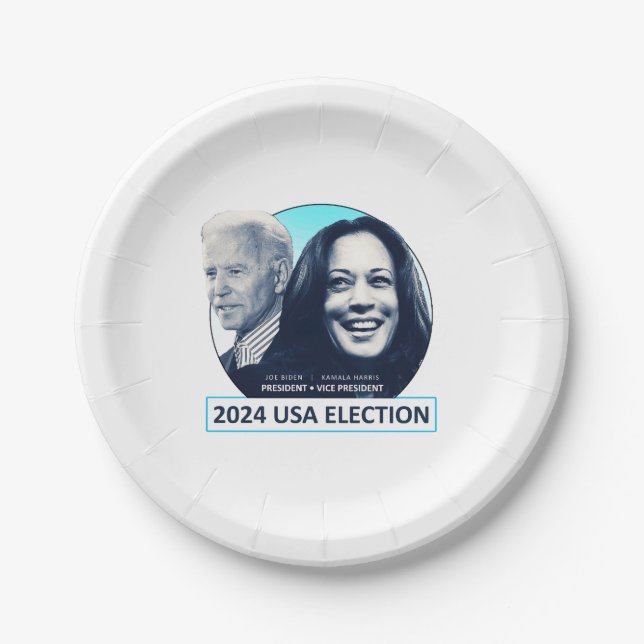 Joe Biden and Kamala Harris 2024 USA ELECTION Paper Plate (Front)