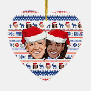 Joe Biden and Kamala Harris Christmas Ceramic Ornament