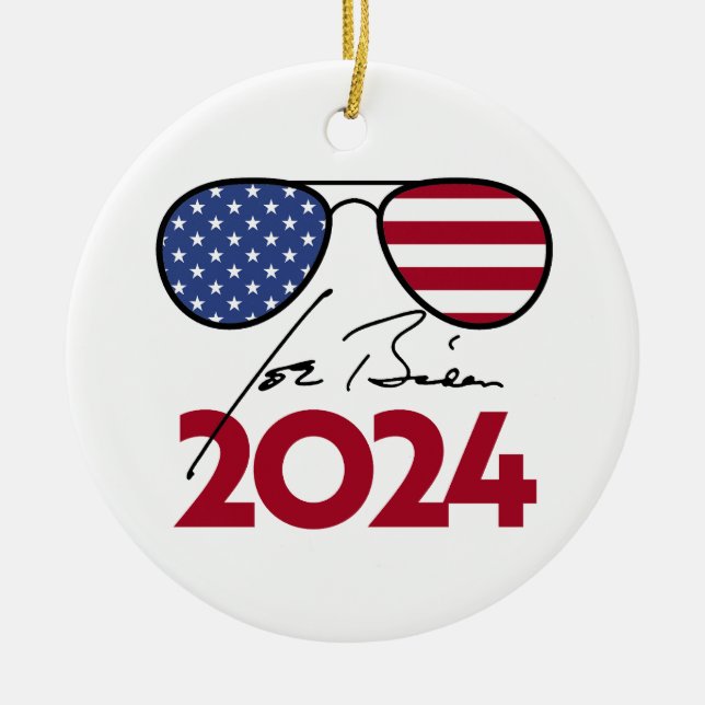 Joe Biden Aviators 2024 Ceramic Ornament (Front)