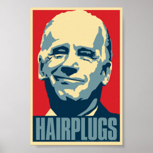 Joe Biden : Boules à cheveux. Affiche parodique d'