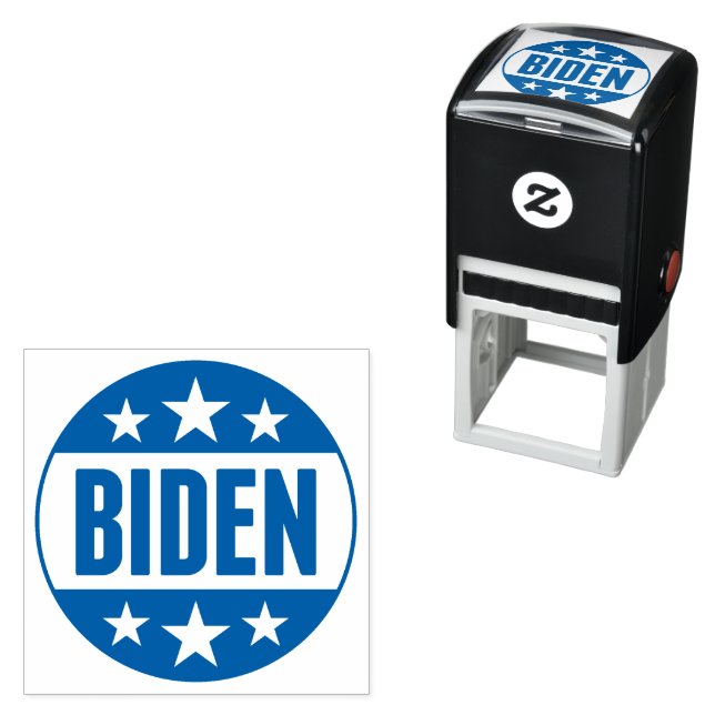 Joe Biden Button Blue Stars Self-inking Stamp (In Situ)