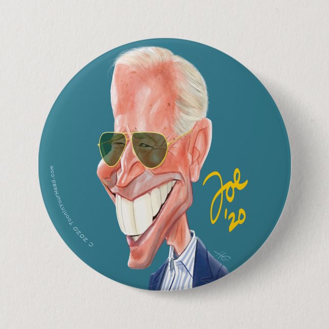 Joe Biden cartoon caricature election button (Front)