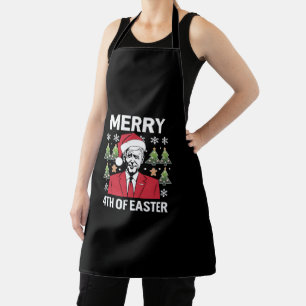 Joe Biden Christmas Santa Hat Merry 4th Of Easter Apron