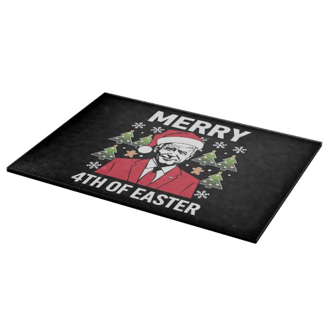 Joe Biden Christmas Santa Hat Merry 4th Of Easter  Cutting Board (Corner)