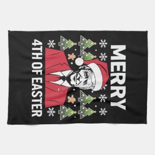 Joe Biden Christmas Santa Hat Merry 4th Of Easter Kitchen Towel
