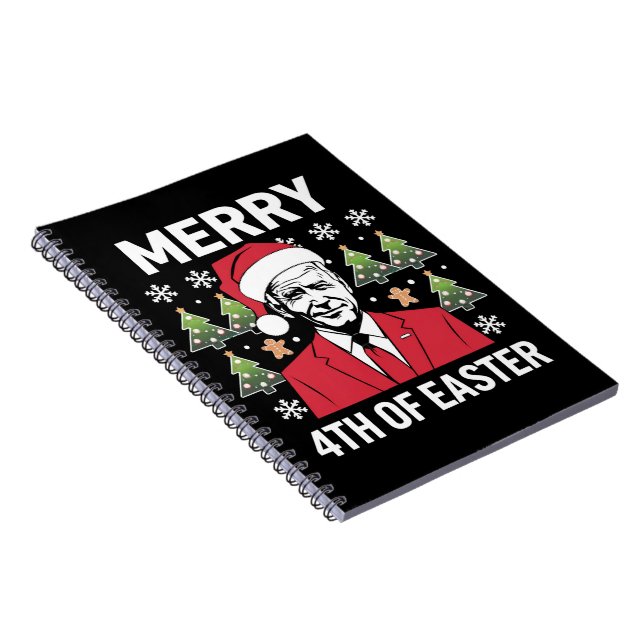 Joe Biden Christmas Santa Hat Merry 4th Of Easter  Notebook (Right Side)