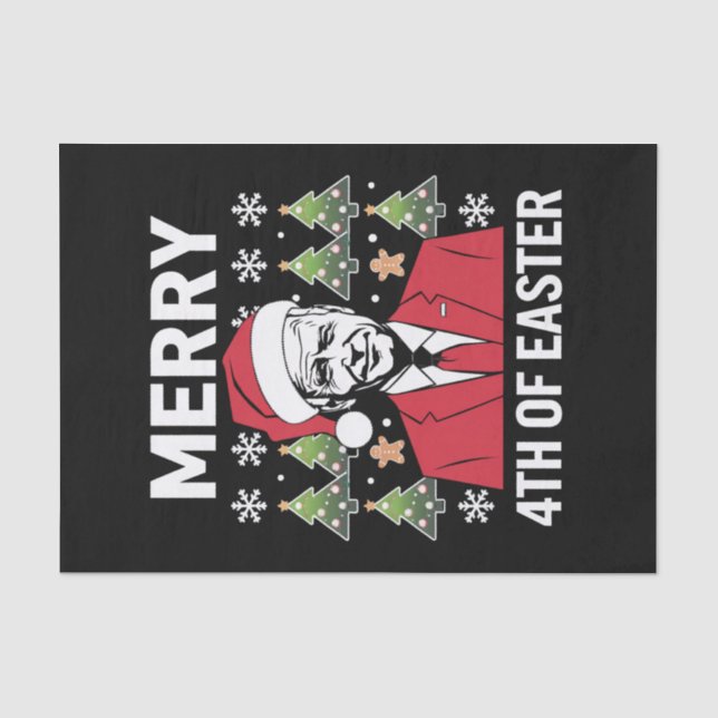 Joe Biden Christmas Santa Hat Merry 4th Of Easter  Tissue Paper (Front)