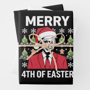 Joe Biden Christmas Santa Hat Merry 4th Of Easter  Wrapping Paper Sheet