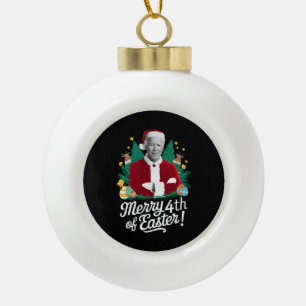 Joe Biden Christmas Santa Merry 4th Of Easter Xmas Ceramic Ball Christmas Ornament