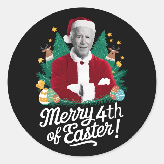 Joe Biden Christmas Santa Merry 4th Of Easter Xmas Classic Round Sticker (Front)