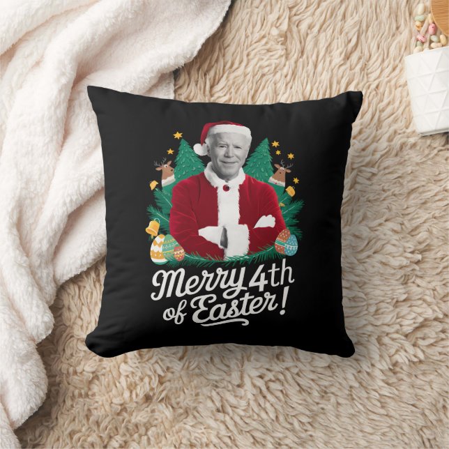 Joe Biden Christmas Santa Merry 4th Of Easter Xmas Throw Pillow (Blanket)