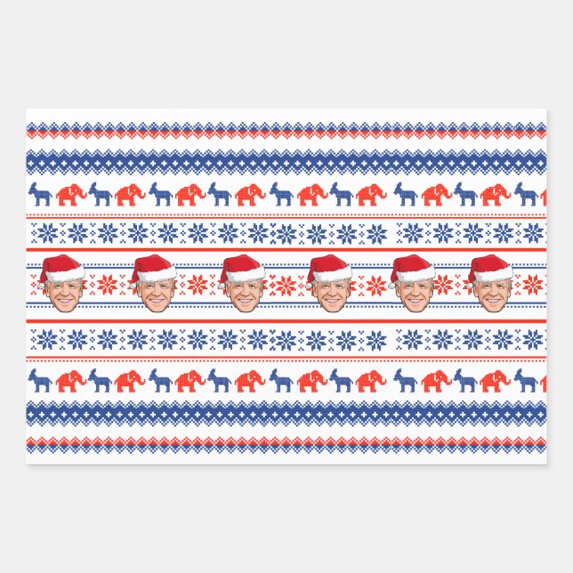 Joe Biden Christmas Wrapping Paper Sheet (Front)