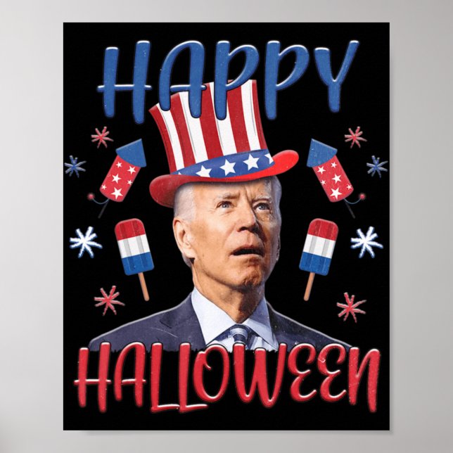 Joe Biden Confused Merry 4th Of Halloween Fourth O Poster (Front)