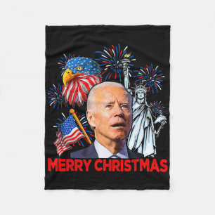 Joe Biden Confused Patriotic Merry Christmas For 4 Fleece Blanket
