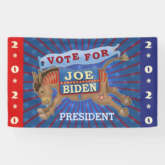 Joe Biden for President 2020 Democrat Donkey Banner (Horizontal)