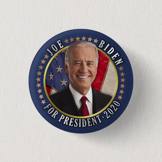 Joe Biden for President 2020 Democrat Photo 1 Inch Round Button (Front)