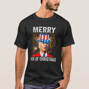 Joe Biden Funny 4Th Of July Merry 4Th Of Christmas T-Shirt