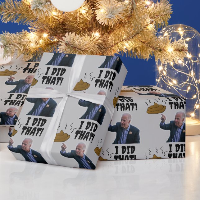 JOE BIDEN FUNNY POOP CHRISTMAS WRAPPING PAPER (Holidays)