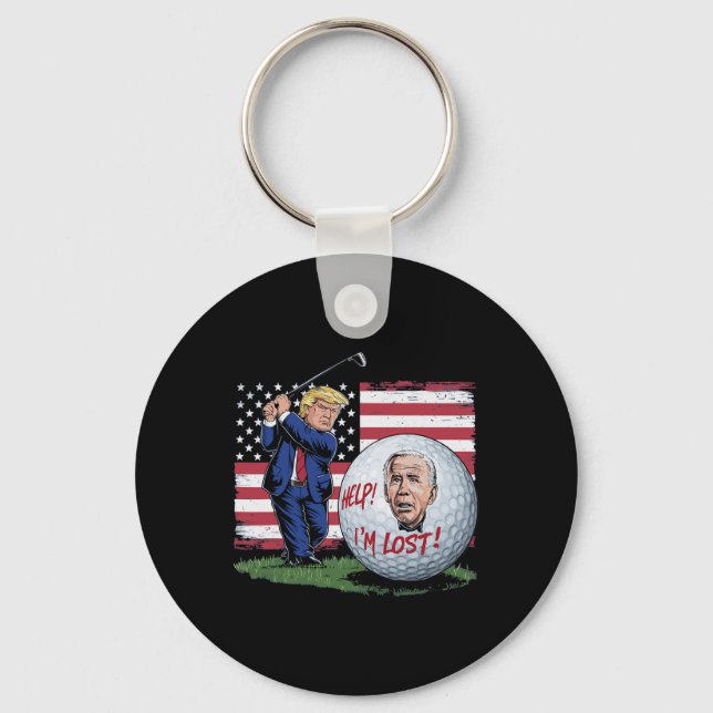 Joe Biden Golf Ball Funny  Keychain (Front)
