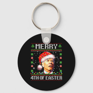 Joe Biden Happy 4th Easter Ugly Christmas Sweater Keychain