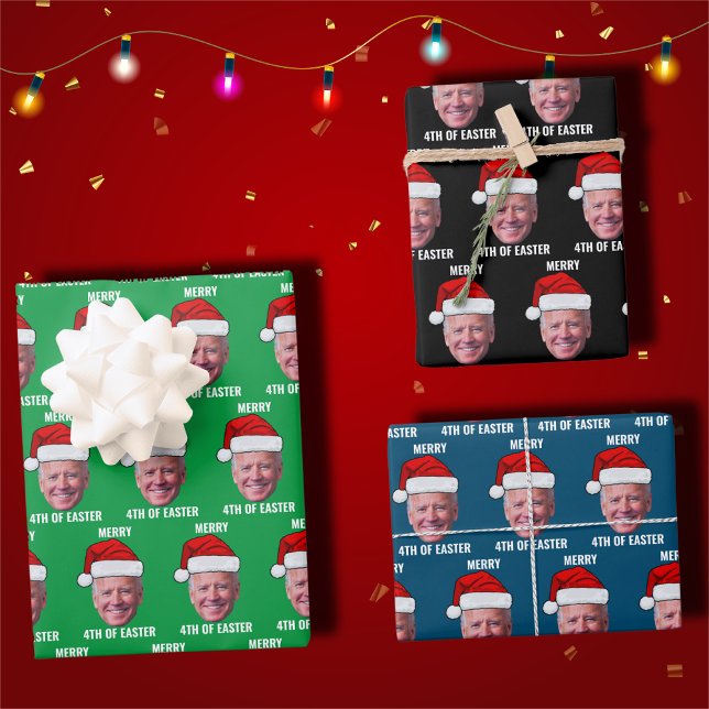 Joe Biden Happy 4th Of Easter Christmas Wrapping Paper Sheet (Creator Uploaded)
