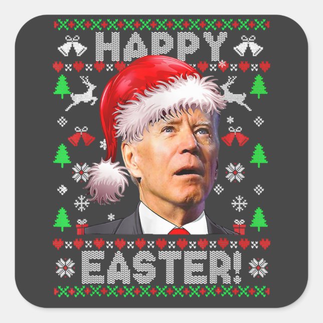Joe Biden Happy Easter Chrismas | Anti Joe Biden   Square Sticker (Front)