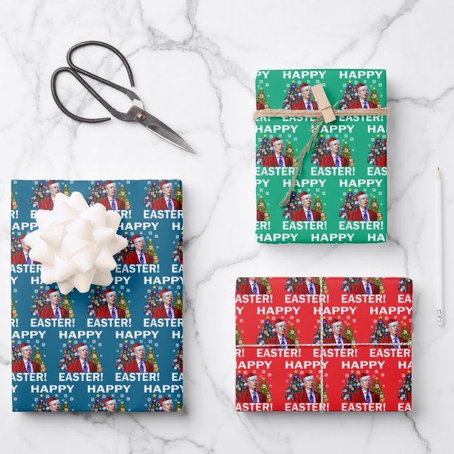 Joe Biden Happy Easter Christmas Gift Wrap (Front)