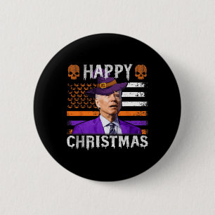 Joe Biden Happy Halloween Happy Christmas Us Flag 2 Inch Round Button