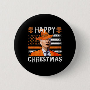 Joe Biden Happy Halloween Happy Christmas Us Flag 2 Inch Round Button