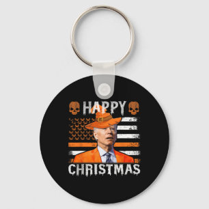 Joe Biden Happy Halloween Happy Christmas Us Flag Keychain