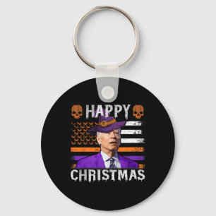 Joe Biden Happy Halloween Happy Christmas Us Flag Keychain