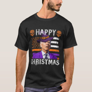 Joe Biden Happy Halloween  Happy Christmas US Flag T-Shirt