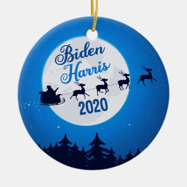 Joe Biden Kamala Harris 2020 Christmas Ceramic Ornament (Front)