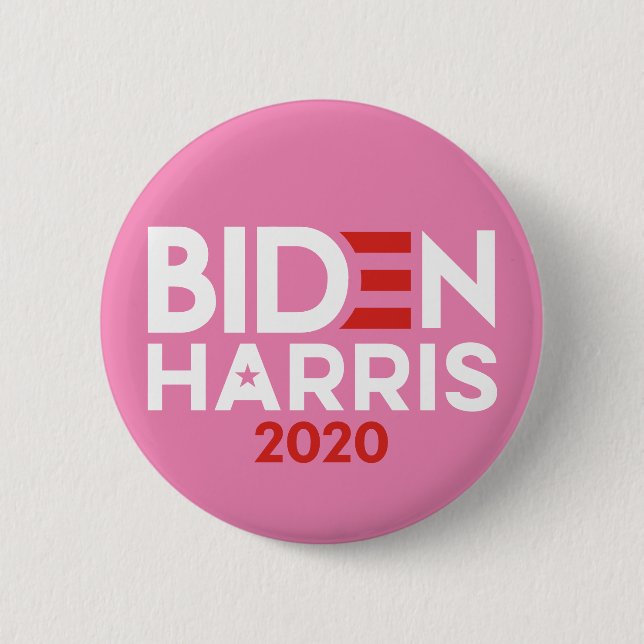 Joe Biden Kamala Harris 2020 Red white pink 2 Inch Round Button (Front)