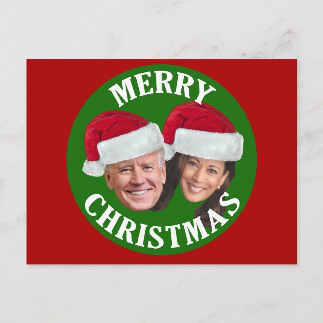 Joe Biden Kamala Harris 2020 w/ Santa Hats - Red Postcard (Front)