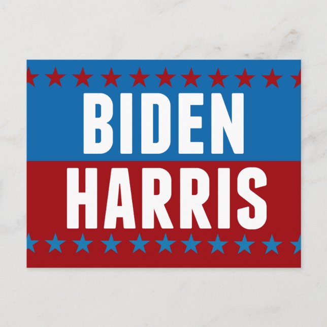 Joe Biden Kamala Harris Blue Red Stars Postcard (Front)