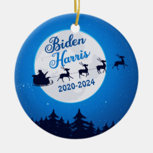 Joe Biden Kamala Harris Christmas Reindeer Ceramic Ornament
