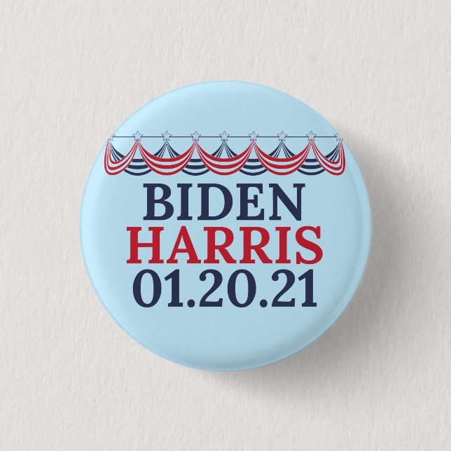 Joe Biden Kamala Harris Inauguration Day 1 Inch Round Button (Front)