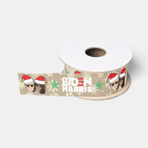 Joe Biden Kamala Harris Taupe Christmas Gifting Grosgrain Ribbon