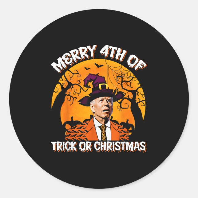 Joe Biden Merry 4th Of Halloween Trick Or Treat Ch Classic Round Sticker (Front)