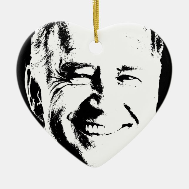 JOE BIDEN STAMP INK ART CERAMIC ORNAMENT (Front)