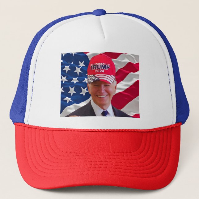 Joe biden Wearing A Trump Hat (Front)