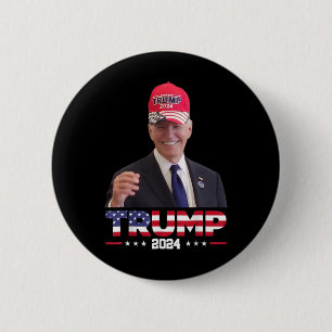 Joe Biden Wearing A Trump Hat 1  2 Inch Round Button