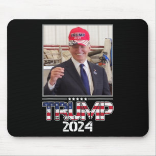 Joe Biden Wearing A Trump Hat Election 2024 Funny  Mouse Pad