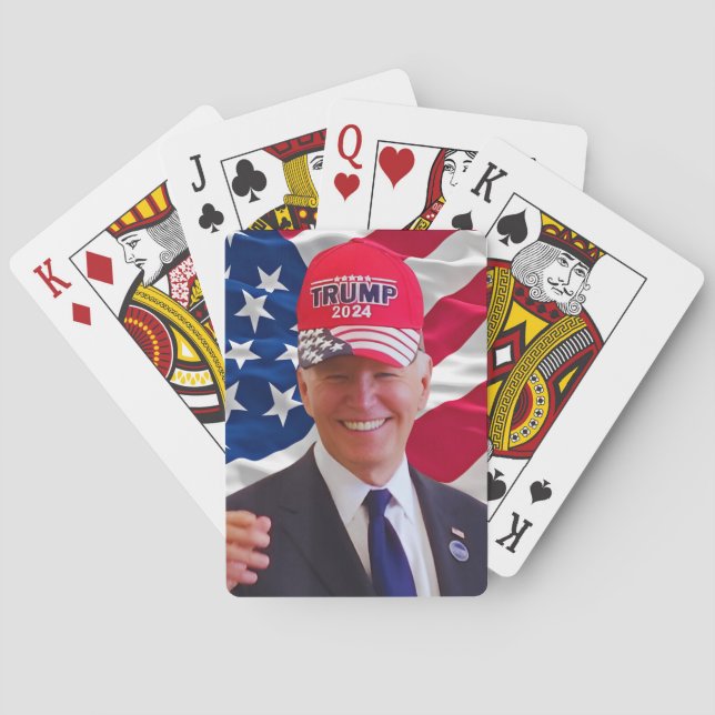 Joe biden Wearing A Trump Hat Playing Cards (Back)